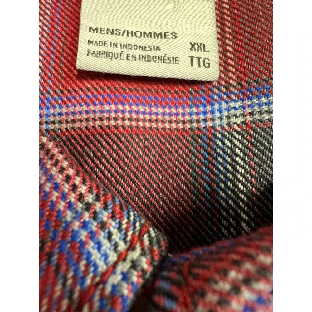 The North Face Plaid Flannel Shirt Mens XXL Red Grey Long‎ Sleeve Button Up C19